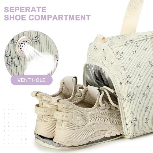 BTOOP Duffle Bag for Gym Sports Women Girls Workout Travel Bag Weekender with Shoe Compartment and Wet Pocket thumbnail 5