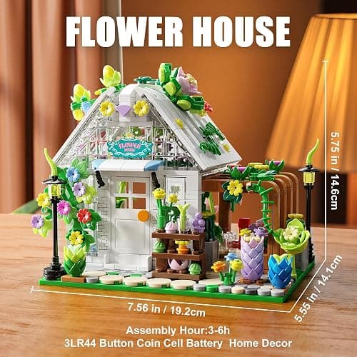 TYCOLE TGL Flower House Building Set with Lights,Garden House Building Toy Kits Compatible with Trend,Creative Greenhouse Playset,Christmas Birthday Gift for Adults or Girls 8-12 Years(719PCS) thumbnail 3