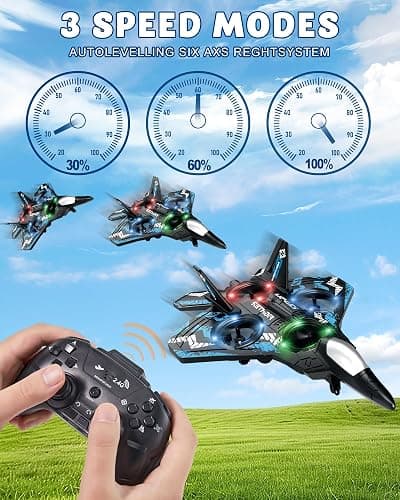 JoyRapt Drones for Kids Form RC Plane, Remote Control Airplane, Aircrafts Toys for Boys, Jet Helicopter Drones with LED Lights 360° Flip, Gifts for 6 8 10 Year Old Boys, 2 Rechargeable Batteries thumbnail 4