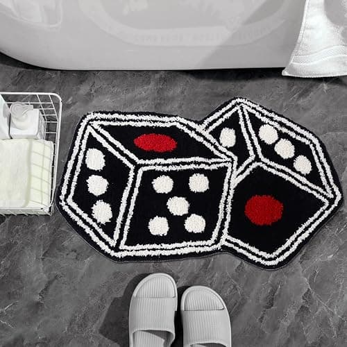 Dice Rug - 31"X23" Cool Carpet Non-Slip Flocking Floor Bath Mat for Living Room Decor, Alt Room Decor Soft Y2K Rugs Hypebeast Doormat for Bedroom thumbnail 2