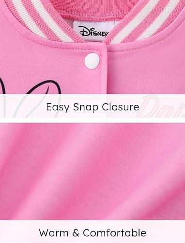 Disney Minnie Mouse Mickey Mouse Stitch Kids Varsity Bomber Jacket Lightweight Button-up Sweatshirt Toddler-Big Kids - Daisy Duck-pink - 8-9 Years thumbnail 5