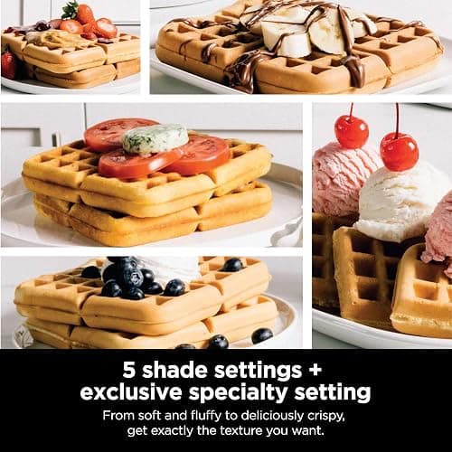 Ninja Belgian Waffle Maker Pro, 5 Shade Settings, Black/Silver, BW1001 | Vertical design, NeverStick coating, Precision-pour cup, Recipe guide, Dishwasher-safe parts thumbnail 4