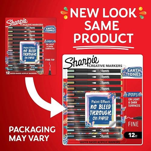 Sharpie Creative Markers, Earth Tones, Water-Based Acrylic Paint Markers, Fine Tip, 12 Count thumbnail 7