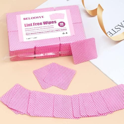 540 PCS Lint Free Nail Wipes, Eyelash Extension Glue Wipes, Super Absorbent Soft Non-woven Fabric Nail Polish Remover Wipes, Cleaning Pad Cloth for Lash Extension Supplies & Nail Polish Bottle(Pink) thumbnail 2
