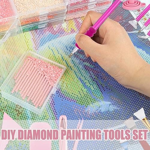 Qlonry 150 Pcs All Inclusive Diamond Painting Tool Kit Diamond Art Accessories Kit Including A4 LED Light Pad Kit,Bracket,Convex Point Design Storage Box,Painting Pen for DIY Craft thumbnail 7