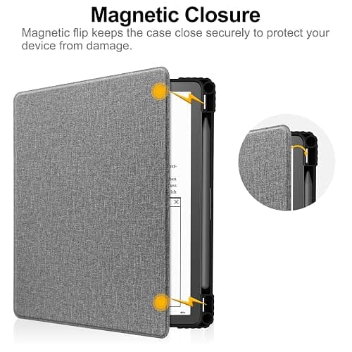HGWALP Slimshell Clear Case for Kindle Scribe 10.2" (2024/2022 Release),Kindle Scribe Case Cover 10.2 inch 2024/2022 with Pen Holder and Auto Sleep/Wake Function-Grey thumbnail 2
