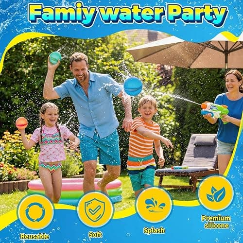Reusable Water Balloons,12 Pcs Magnetic Splash Refillable Balls,Summer Water Toys for Kids Pool Beach & Outdoor (12pcs) thumbnail 3