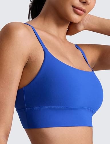 CRZ YOGA Butterlift Scoop Neck Longline Sports Bras for Women - Adjustable Spaghetti Strap Workout Crop Top Padded Cami Tank thumbnail 4