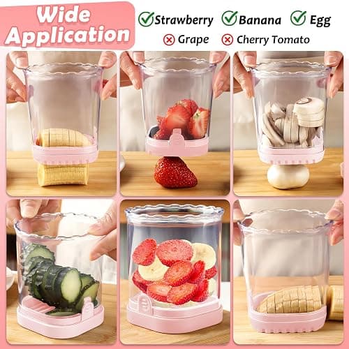 Creative Strawberry & Fruit Slicer - Detachable Cutter with Push Plate (Pink) thumbnail 6