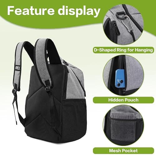 Apex Outdoors Lite Disc Golf Bag, Disc Golf Backpack Holds Over 18 Discs, with Foldable Support Panels & Accessories Pouch & Water Bottle Holder thumbnail 4