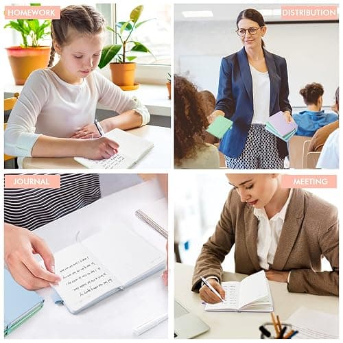 feela 3 Pack Pocket Small Notebook Journals, Mini Cute Hardcover College Ruled Notepad Women Office Supplies, with 3 Black Pens, 3.5”x 5.5”, A6, Pastel Colors, Light Blue, Light Purple, Light Green thumbnail 6