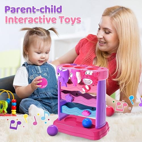 YEGEER Toys for 1 2 Years Old Girls, Musical Toys for 12-18 Months, Interactive Toddler, Montessori Toys, Christmas Birthday Gifts for Baby Kids Toddlers Age 1-2 Years Old (Pink) thumbnail 7
