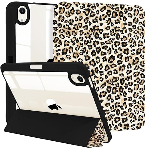 MrARTIST for iPad mini Case - for iPad mini 6/7 A17 Pro Tablet Case Cute for Women Girls Girly Kawaii Aesthetic Kawaii Chic Cool Design for Apple Tablet Cover with Pencil Holder, Leopard Print - Image 1