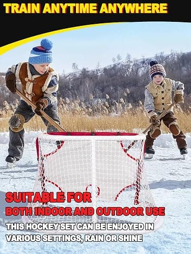 Kasifei Mini Steel Hockey Net with Shooter Tutor, 30" x 20" Heavy Duty Hockey Goal for Kids thumbnail 6