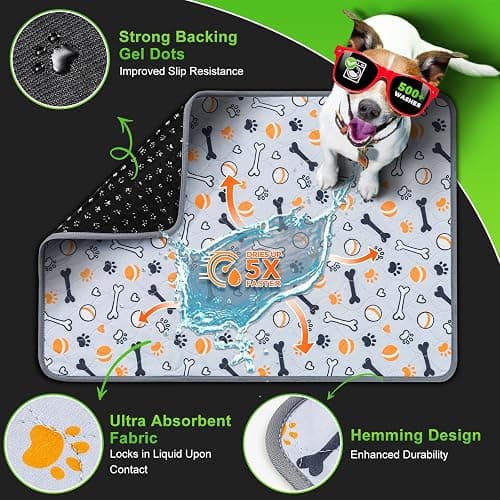 Hompet Dog Grass Pad with Tray Large, 41"x27", 2 Reusable Artificial Turf for Dogs Potty, Waterproof Non-Slip Washable Pee Pads, Quickly Absorbency Portable Dog Litter Box for Indoor/Outdoor Use thumbnail 5