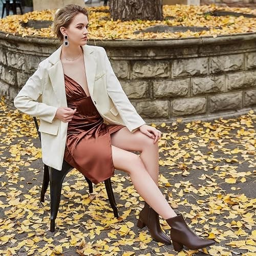 Abbleet Women's Ankle Boots Pointed Toe Chunky Block Heel Short Boots for Women Low Heeled Booties thumbnail 3