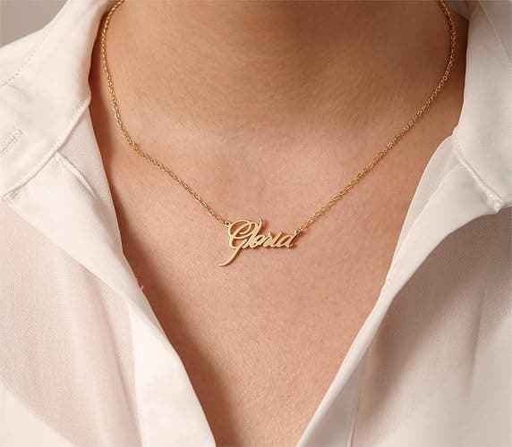 Name Necklace Personalized - Custom Name Necklace for Women in Sterling Silver or Gold-plated - Customized Nameplate Jewelry - Customizable Necklace with Name - Perfect Personalized Gift for Her thumbnail 3