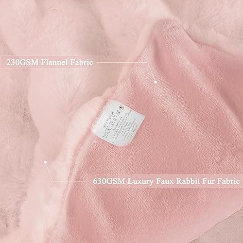 ORINOVA Pink Fluffy Blanket for Couch Living Room Faux Fur 50x60 Fuzzy Throw Blanket for Bed Soft Furry Bed Cozy Comforter Home Decor Gifts 860 GSM - 50"W x 60"L - Pink thumbnail 9