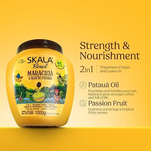 SKALA Maracujá & Óleo de Patauá 2 in 1 Treatment Cream & Leave In Conditioner, Vegan Hair Mask for Strength & Nutrition, Deep Hydration, Curly Girl Method Approved, No Parabens or Silicones, 1000 g thumbnail 3