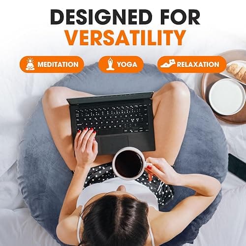 Cheer Collection Extra Large Floor Pillow, 32" Round Meditation Cushion, Oversized Yoga Pillow & Floor Cushions for Adults, Floor Pillows for Sitting, Meditation, and Seat Cushion - Navy Blue thumbnail 5