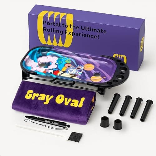 Rolling Tray with Cone Loader Accessories for King Size & 1 1/4 Size Pre Rolled Cones, Cone Filler & Foldable Stand - All-in-one Rolling Tray Set with Storage Bag by Gray Oval thumbnail 2