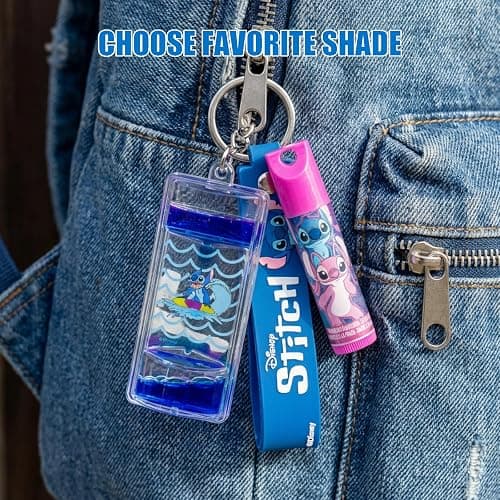 Stitch 7 Pack Lip Balm with Keychain, Plant Based Lip Balm for Girls, Kids Chapstick Age 3+ by Townley Girl thumbnail 5