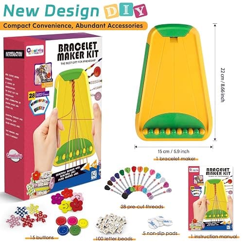 Maynacs Arts and Crafts for Kids Ages 8-12,Friendship Bracelet Making Kit for Girl,Kids Jewelry Making Kit with 28 Pre-Cut Threads,Christmas Birthday Gifts for Ages 6 7 8 9 10 11 12 Year Old Green thumbnail 3