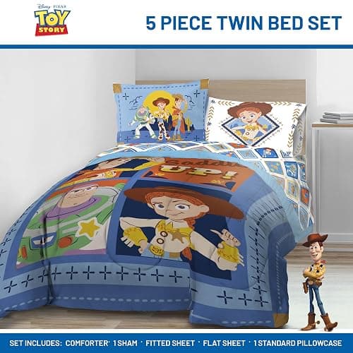 Jay Franco Kids Comforter Set Includes Sheets and Pillow Covers - Soft and Cozy Bed Set for Stylish Room Decor, Official Licensed Bedding, Blue - Toy Story, 5 Piece Twin thumbnail 2