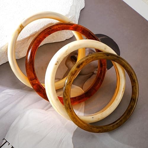 ÌF ME Acrylic Bangles Bracelets for Women, Irregular Acrylic Resin Chunky Bracelets Geometric Fashions Thick Statement bangle Set thumbnail 7