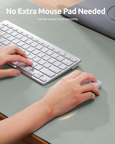 YSAGi Leather Desk Protector, Office Mat, Large Mouse Mat, Non-Slip PU Leather Blotter, Laptop Pad, Waterproof Writing Pad for Office and Home (Grayish Green, 23.6" x 13.8") thumbnail 3