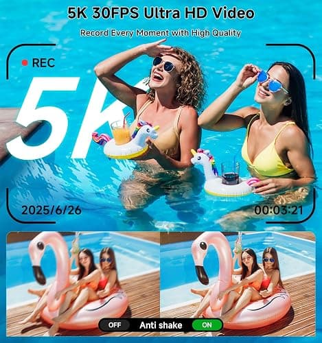 5K Digital Camera, 2026 Upgraded 80MP Compact Camera with 18X Zoom, 3” 180° Flip Screen Travel Camera for Vlogging, Camera Digital for Beginners Teens, Portable Vlogging Camera with 64GB Card thumbnail 3