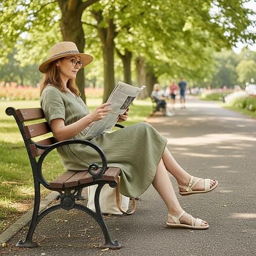 Aomigoct Dressy Womens Sandals Summer: Comfortable Strappy Flats Sandals Women - Casual Walking Woman Shoes thumbnail 3
