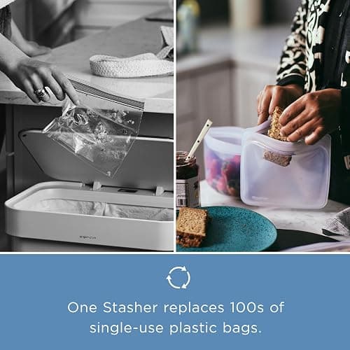 Stasher Premium Silicone Reusable Food Storage Bags, 6-Pack, Clear, Multi-Use Food Storage Bags, Lunch Bag, Travel Containers, BPA Free, Leak-free, Dishwasher-Safe, Eco-friendly thumbnail 8
