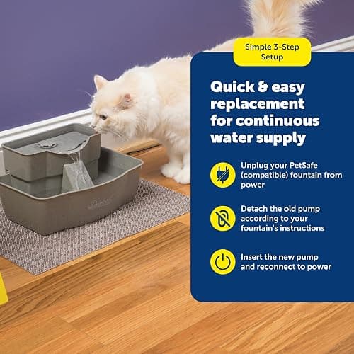 PetSafe Replacement Pump, Submersible, Quiet Operation, Compatible with Drinkwell Ceramic, Stainless Steel, 360 Pet Water Fountains (PAC00-13206) thumbnail 5