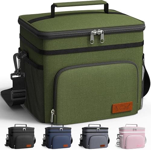 HOTOR Insulated Lunch Box for Men & Women - Leak-Proof Cooler Lunch Bag with 4 Pockets, Adjustable Strap, Ideal for Work, Picnic, Travel - Medium, Cationic Green, 10.2"×6.9"×8.5" - Image 1