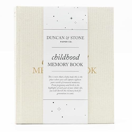 Childhood Memory Book - Elegant Memory Book For Kids Till Age 18 W/Guided Prompts, Space for Photos & More - Childhood Memory Journal (175 Pages, Cream) - Image 1