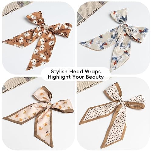 ZXZH 6 Pack Fashion Scarves for Women, Versatile Boho Head Scarf, Satin Scarf for Hair, Neck, Wrist, and Purse Accessories thumbnail 7