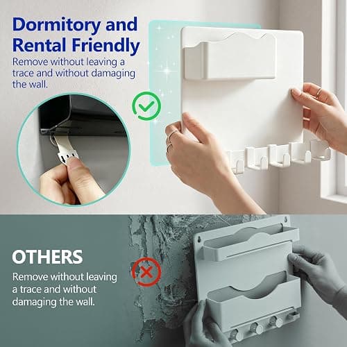 Bedside Wall Shelf for Teen Girls Dorm Room Essentials Bunk Bed Stuff | No Drill Floating Shelves with Cup Holder, Aesthetic Cute Girls Room Decor Aesthetic Stick Bedroom Accessories Organizer thumbnail 3