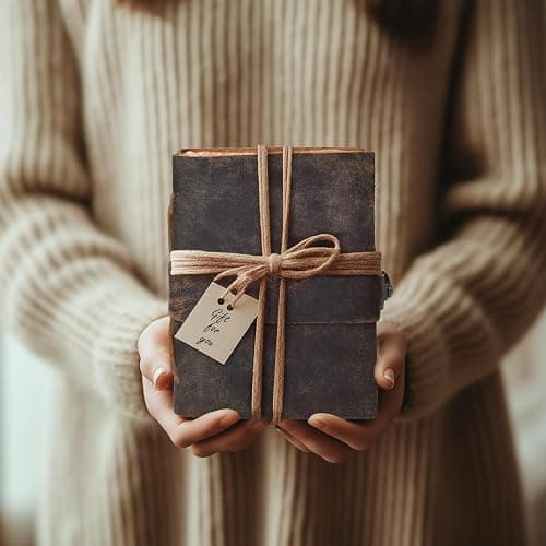 LEATHER VILLAGE Leather Bound Vintage Journal for Women & Men - Book of Shadows - Lock Closure - 200 Pages of Antique Deckle Edges Handmade Paper - Rustic Brown Color - 7 X 5 inches thumbnail 8