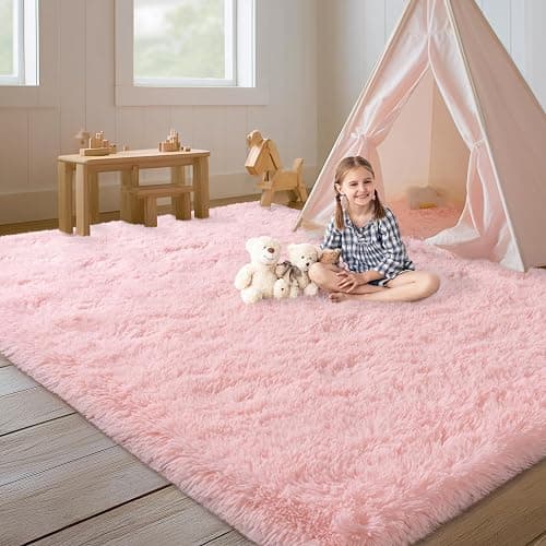 plumlik Pink Rugs for Living Room, 6x9 Area Rug for Bedroom Girls Kids Room, Fluffy Shaggy Shag Carpet, Soft Non Slip Aesthetic Decor for Home thumbnail 3
