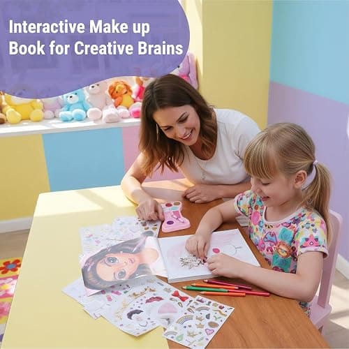 BSCOOL Make-up Artist. 3 in 1 Fun Makeup, Sticker, Coloring Kit, Includes Color Pencils, Makeup Palette, and 200+ Stickers. for Girls Ages 5,6,7,8. Christmas Gift for Girls thumbnail 8