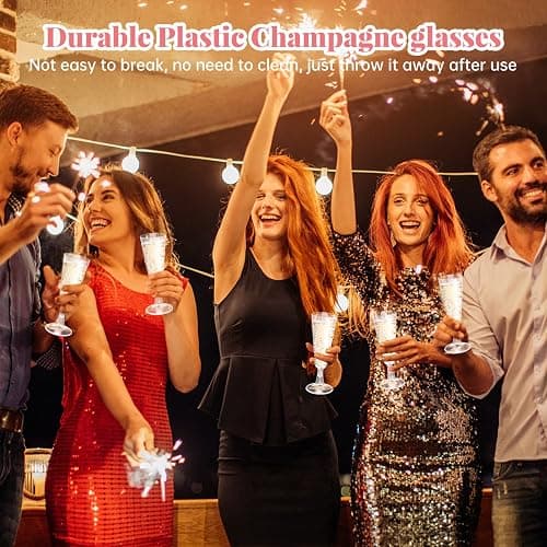 SUREHOME Plastic Champagne Flutes 40 Pack Disposable Champagne Glasses 5oz Clear Plastic Mimosa Glasses Wedding Cocktail Cups Bulk for New Years Eve Party Supplies 2025 Engagement Birthday Decorations thumbnail 4