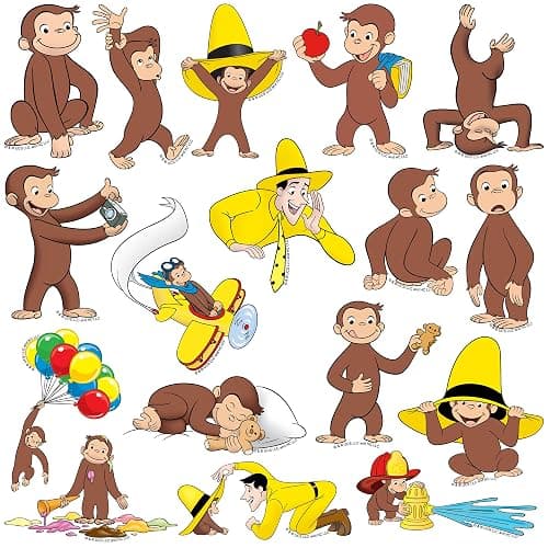 Curious George Character 50ct Vinyl Large Deluxe Stickers Variety Pack - Laptop, Water Bottle, Scrapbooking, Tablet, Skateboard, Indoor/Outdoor - 50 pack thumbnail 4