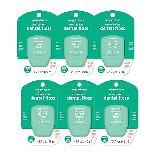 Amazon Basics Extra Comfort Mint Dental Floss, 40 m (Pack of 6) - Image 1