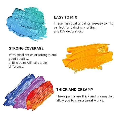INK LAB Acrylic Paint Set 24 Colours Acrylic Paints in Tubes Non Toxic for Artists Beginners Painting on Canvas Wood Fabric Rocks, 36ml/Tube, Rich Pigment thumbnail 4