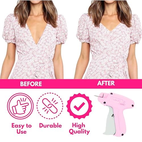 Stitch Gun for Clothes (Quick Fix Tool, Not a Sewing Machine), Handheld Clothing Tag Gun for Quick Clothing Repairs Includes 6 Needles, 1000 Black & 1000 White Fasteners (Pink) thumbnail 5