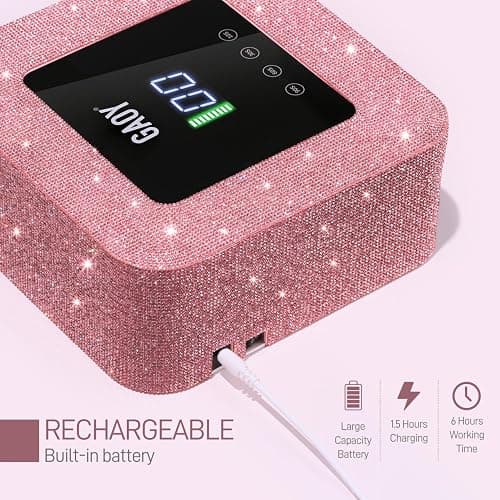 GAOY Cordless UV LED Nail Lamp for Gel Nails, Rechargeable UV Light, Professional Nail Dryer with 4 Timers, Automatic Sensor and Sensitive Mode for Fast Curing, Pink Diamond thumbnail 5