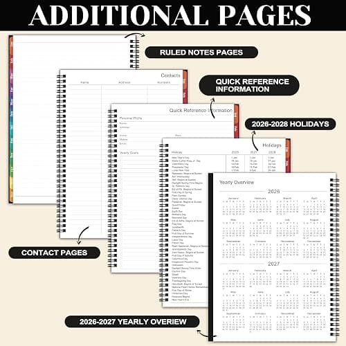 2026 Planner - 2026 Planner Weekly and Monthly, JAN. 2026 - DEC. 2026 11'' x 9'', Planner 2026 with Colorful Tabs, Premium Paper, Twin-wire Binding - Classic Black thumbnail 6