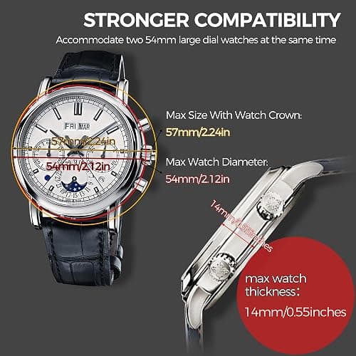 BEWISHOME Remontoir Montre Automatique avec éclairage LED, Boite Remontoir pour Montre Automatique avec Moteur Silencieux, 4 Modes, Alimentation par Batterie ou Adaptateur Type-C, ESYQ02Y thumbnail 9
