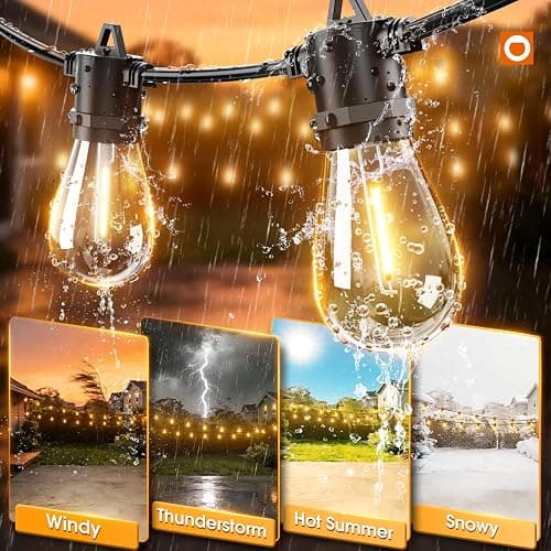 addlon 50FT LED Outdoor String Lights with Edison Shatterproof Bulbs, Weatherproof Strand, Commercial Grade Patio Lights, Decorative for Garden or Patio, Black thumbnail 4